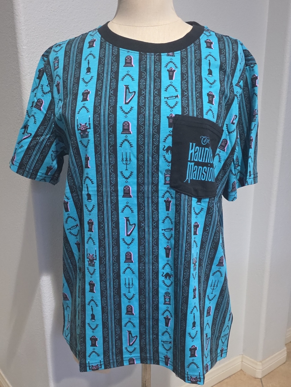 Disney Adult Shirt - Haunted Mansion Striped Pocket Tee